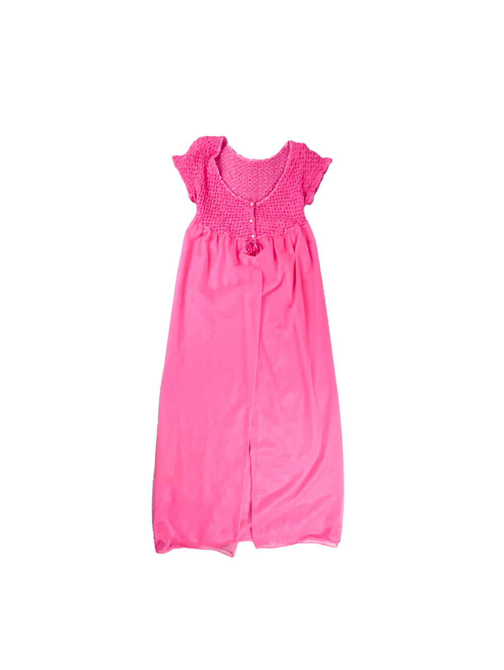 Vintage House Robe, 60's Hot Pink Claire Haddad Sheer Nylon Chiffon Lingerie